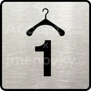 Informační tabulka Stříbrný piktogram "šatna 1 II" s černým&nbsp;textem a rámečkem&nbsp;-