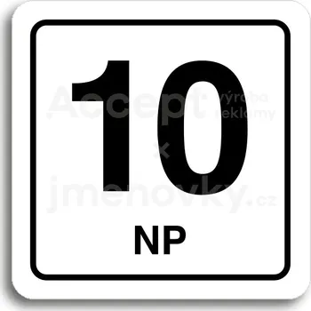 Informační tabulka Bílý piktogram "10 NP" s černým textem a rámečkem&nbsp;-