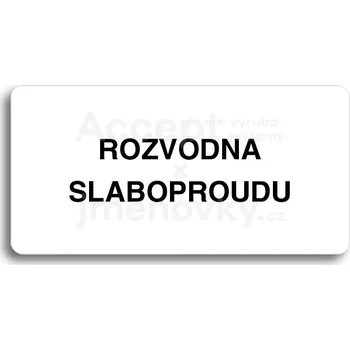 Informační tabulka Bílý piktogram "ROZVODNA SLABOPROUDU" s černým textem bez rámečku&nbsp;-