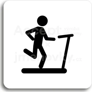 Značení Bílý piktogram "fitness VII" s černým textem bez rámečku&nbsp;-