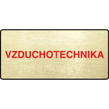 Informační tabulka Zlatý&nbsp;piktogram "VZDUCHOTECHNIKA" s červeným textem a rámečkem&nbsp;-