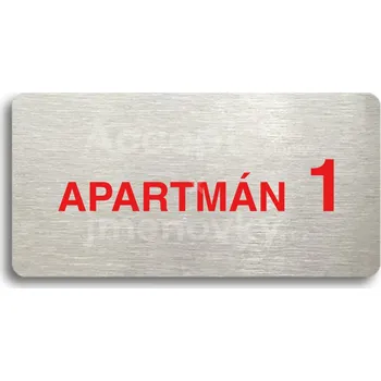 Značení Stříbrný&nbsp;piktogram "APARTMÁN 1 II" s červeným textem bez rámečku&nbsp;-