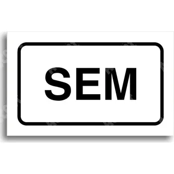 Informační tabulka Bílý piktogram "SEM - TAM - typ 11" s černým textem a rámečkem - 80 x 50 mm