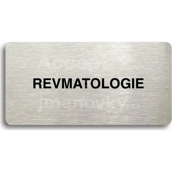 Informační tabulka Stříbrný piktogram "REVMATOLOGIE" s černým&nbsp;textem bez rámečku -