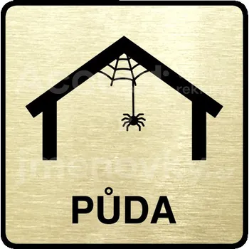 Informační tabulka Zlatý piktogram "půda III" s černým textem a rámečkem -