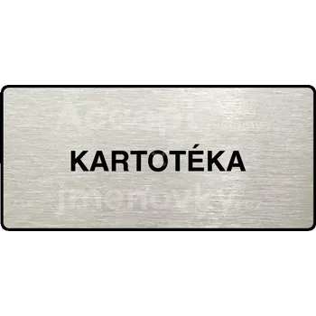 Informační tabulka Stříbrný piktogram "KARTOTÉKA" s černým&nbsp;textem a rámečkem&nbsp;-