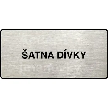 Značení Stříbrný piktogram "ŠATNA DÍVKY" s černým textem a rámečkem -