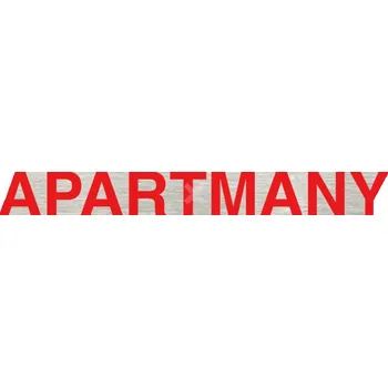 Informační tabulka Stříbrný&nbsp;piktogram "APARTMÁNY" s červeným textem bez rámečku&nbsp;-