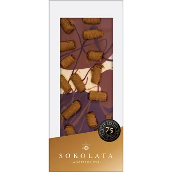 Čokoláda Hořká, mléčná a bílá čokoláda s pralinkovými oplatkami 100g SOKOLATA AGAPITOS