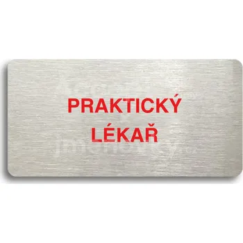 Značení Stříbrný&nbsp;piktogram "PRAKTICKÝ LÉKAŘ" s červeným textem bez rámečku&nbsp;-