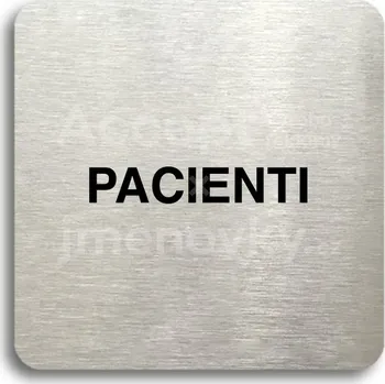 Značení Stříbrný piktogram "pacienti" s černým textem bez rámečku -
