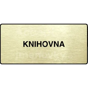 Informační tabulka Zlatý piktogram "KNIHOVNA" s černým&nbsp;textem a rámečkem&nbsp;-