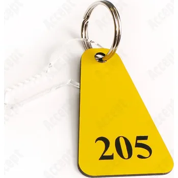 Klíčenka plastová trojúhelníková (38 x 60 mm) - žlutočerná