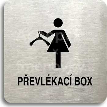 Informační tabulka Stříbrný piktogram "převlékací box IV" s černým&nbsp;textem bez rámečku -