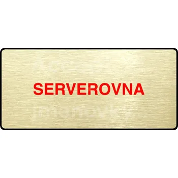 Informační tabulka Zlatý&nbsp;piktogram "SERVEROVNA" s červeným textem a rámečkem&nbsp;-