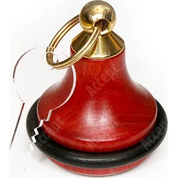 Klíčenka dřevěná s gumou (červená) - červená - zlatý úchyt