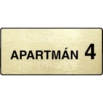 Informační tabulka Zlatý piktogram "APARTMÁN 4 II" s černým textem a rámečkem -