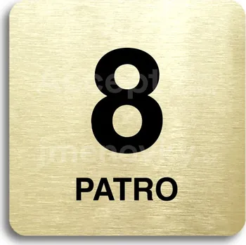 Informační tabulka Zlatý piktogram "8 patro" s černým textem bez rámečku -