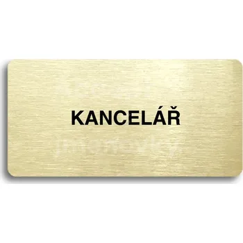 Informační tabulka Zlatý piktogram "KANCELÁŘ" s černým&nbsp;textem bez rámečku&nbsp;-