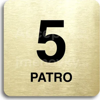Informační tabulka Zlatý piktogram "5 patro" s černým textem bez rámečku -