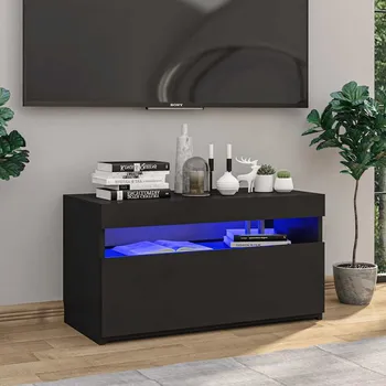 Obývací pokoj vidaXL TV skříňka s LED osvětlením černá 75 x 35 x 40 cm