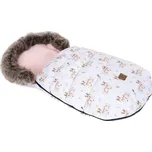 Zimní fusak s kožíškem, bílý se srnkami/růžová