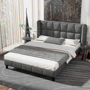 Postel Jednolůžková dřevěná postel Arhatreya 140x200 cm šedá