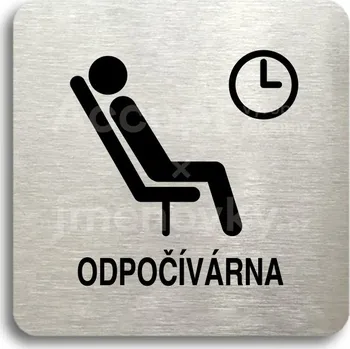 Informační tabulka Stříbrný piktogram "odpočívárna III" s černým textem bez rámečku - 80 x 80 mm