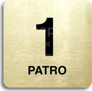 Informační tabulka Zlatý piktogram "1 patro" s černým textem bez rámečku - 80 x 80 mm