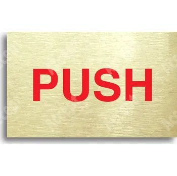 Informační tabulka Zlatý piktogram "SEM - TAM - typ 13" s červeným textem bez rámečku - 80 x 50 mm