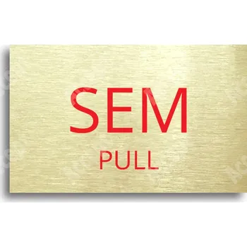 Informační tabulka Zlatý piktogram "SEM - TAM - typ 33" s červeným textem bez rámečku - 80 x 50 mm