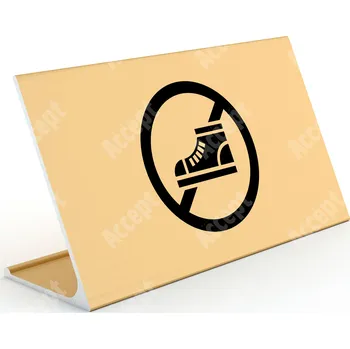 Jmenovka na stůl Informační stojánek D-62 "ZÁKAZ VSTUPU V OBUVI" - zlatá