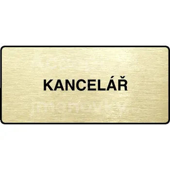 Informační tabulka Zlatý piktogram "KANCELÁŘ" s černým&nbsp;textem a rámečkem&nbsp;-