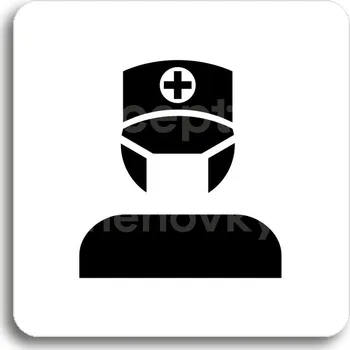 Značení Bílý piktogram "ordinace III" s černým textem bez rámečku -