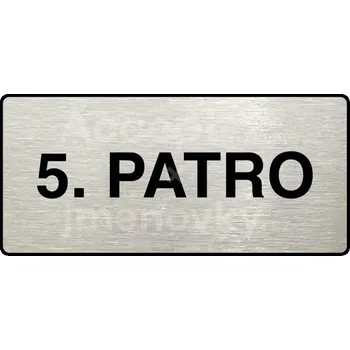 Informační tabulka Stříbrný piktogram "5. PATRO" s černým textem a rámečkem - 160 x 80 mm