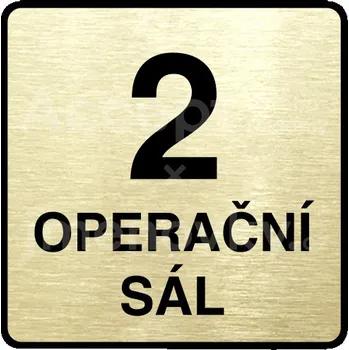 Informační tabulka Zlatý piktogram "2 operační sál" s černým&nbsp;textem a rámečkem&nbsp;-