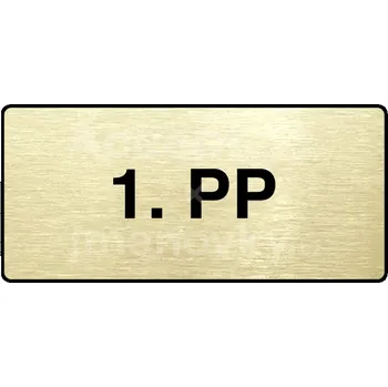 Informační tabulka Zlatý piktogram "1. PP" s černým&nbsp;textem a rámečkem&nbsp;-