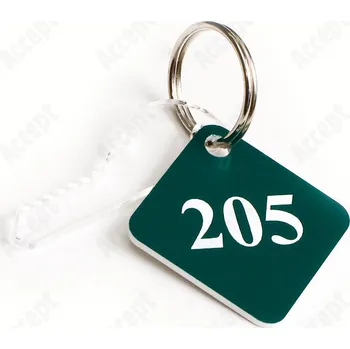 Klíčenka plastová čtvercová (35 x 35 mm) - zelenobílá