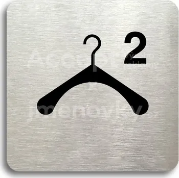 Značení Stříbrný piktogram "šatna 2 III" s černým&nbsp;textem bez rámečku -