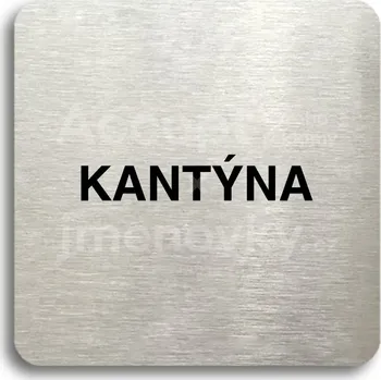 Značení Stříbrný piktogram "kantýna" s černým textem bez rámečku -