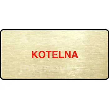 Informační tabulka Zlatý piktogram "KOTELNA" s červeným textem a rámečkem -