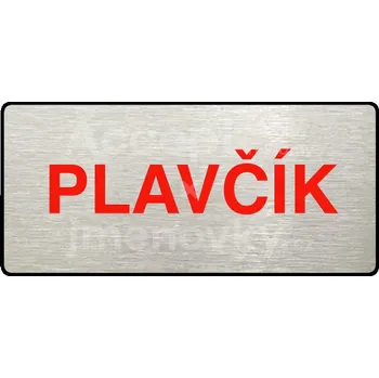 Značení Stříbrný&nbsp;piktogram "PLAVČÍK II" s červeným textem a rámečkem&nbsp;-