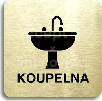 Informační tabulka Zlatý piktogram "koupelna IV" s černým&nbsp;textem bez rámečku&nbsp;-