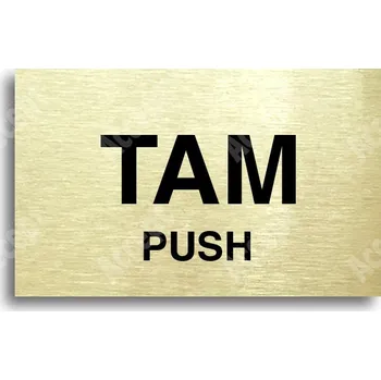 Informační tabulka Zlatý piktogram "SEM - TAM - typ 16" s černým textem bez rámečku - 80 x 50 mm