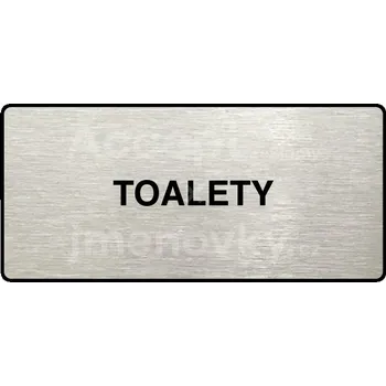Informační tabulka Stříbrný piktogram "TOALETY" s černým&nbsp;textem a rámečkem&nbsp;-