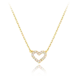 2858 MINET Zlatý náhrdelník srdce s bílými zirkony Au 585/1000 1,65g