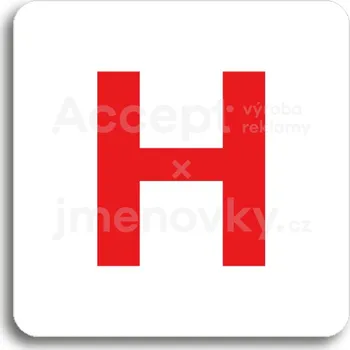 Informační tabulka Bílý piktogram "hydrant" s červeným textem bez rámečku - 80 x 80 mm