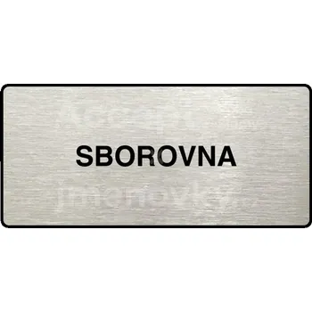Značení Stříbrný piktogram "SBOROVNA" s černým textem a rámečkem -