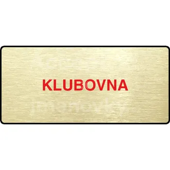 Informační tabulka Zlatý&nbsp;piktogram "KLUBOVNA" s červeným textem a rámečkem&nbsp;-