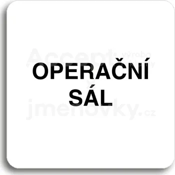 Informační tabulka Bílý piktogram "operační sál" s černým textem bez rámečku&nbsp;-